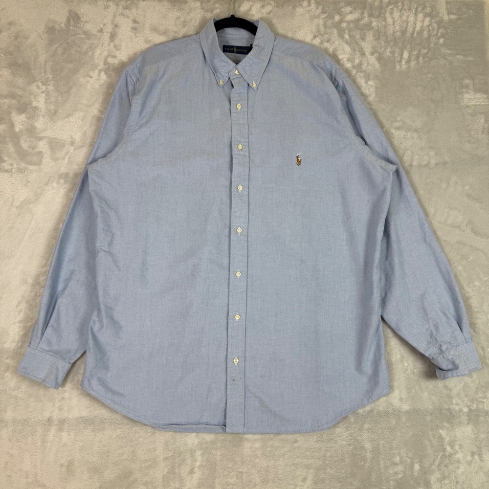 Polo Ralph Lauren Button Down Men XLT Blue Oxford Long Sleeve Pony Logo